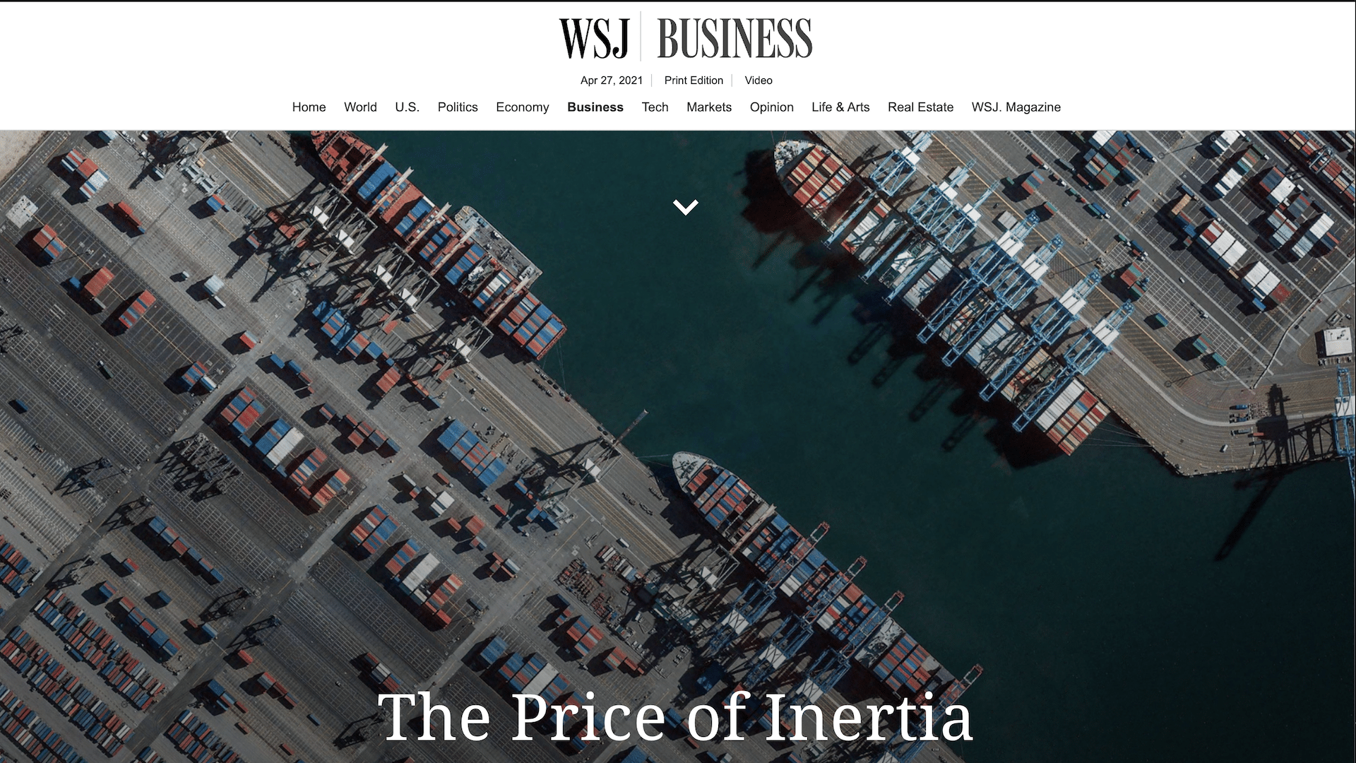Featured image for “Wall Street Journal: The Price of Inertia”